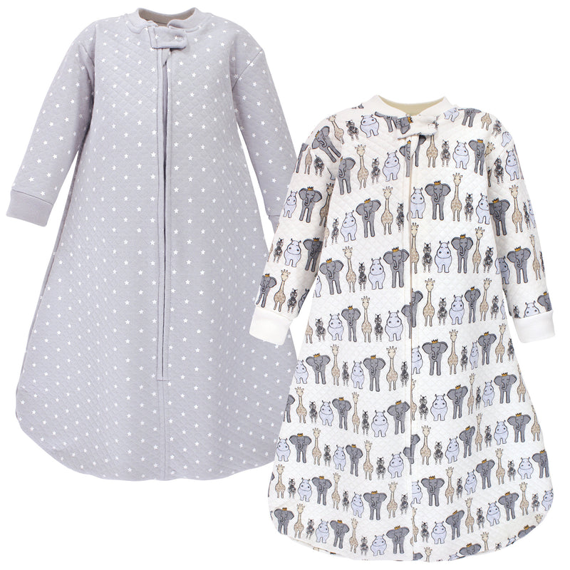 Hudson Baby Premium Quilted Long Sleeve Sleeping Bag and Wearable Blanket, Royal Safari