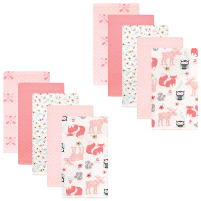 Hudson Baby Quilted Burp Cloths, Girl Forest
