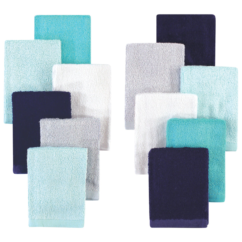 Hudson Baby Rayon from Bamboo Woven Washcloths 12pk, Navy Teal, One Size