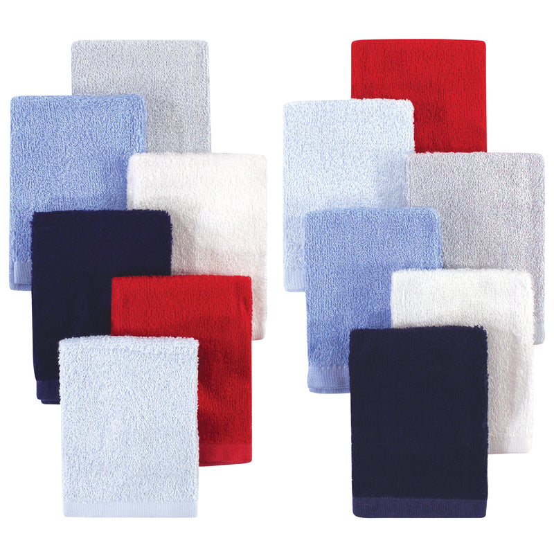 Hudson Baby Rayon from Bamboo Woven Washcloths 12pk, Blue Red, One Size