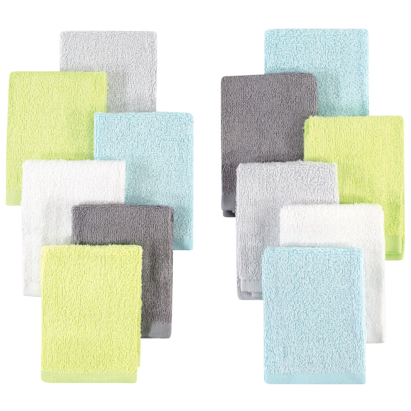 Hudson Baby Rayon from Bamboo Woven Washcloths 12pk, Gray Mint Lime