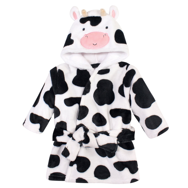 Hudson Baby Plush Animal Face Bathrobe, Cow