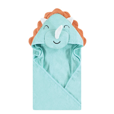 Hudson Baby Cotton Animal Face Hooded Towel, Triceratops