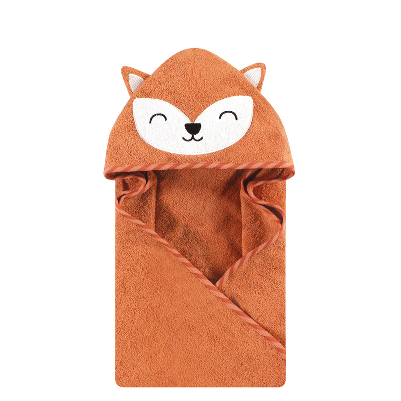 Hudson Baby Cotton Animal Face Hooded Towel, Orange Fox