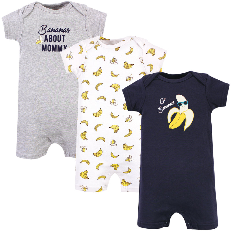 Hudson Baby Cotton Rompers, Go Bananas