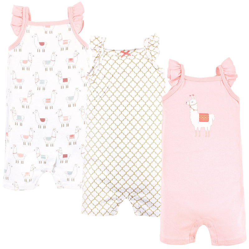 Hudson Baby Cotton Rompers, Llama