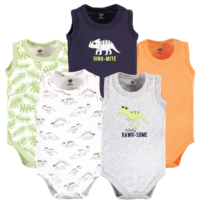 Hudson Baby Cotton Sleeveless Bodysuits, Cool Dinosaurs
