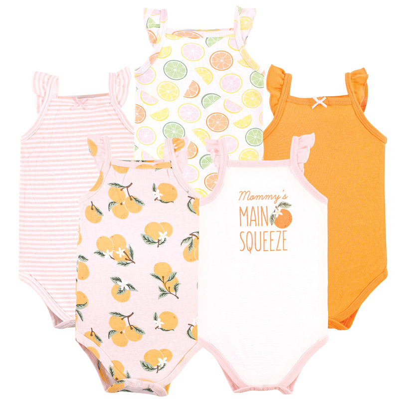 Hudson Baby Cotton Bodysuits, Citrus Orange