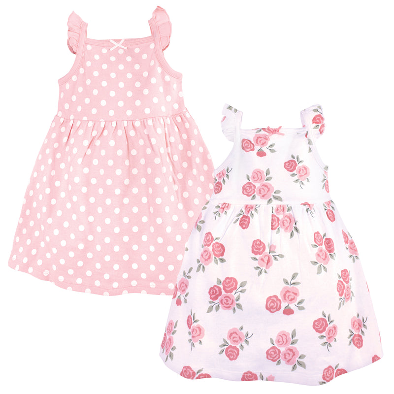 Hudson Baby Cotton Dresses, Soft Pink Roses