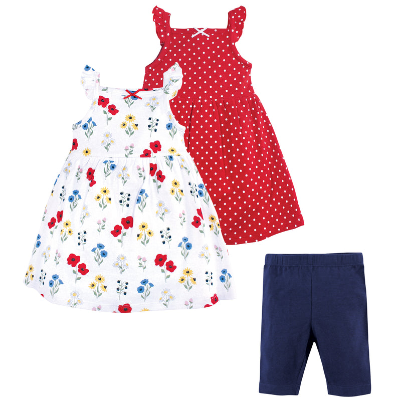 Hudson Baby Cotton Dresses and Leggings, Wildflower