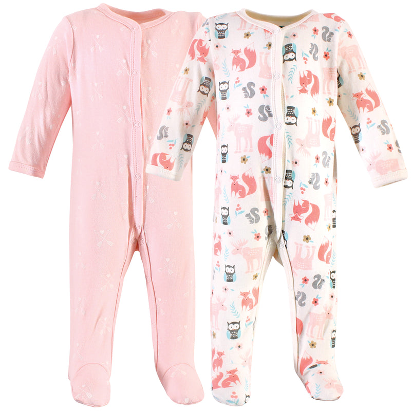 Hudson Baby Cotton Sleep and Play, Girl Forest