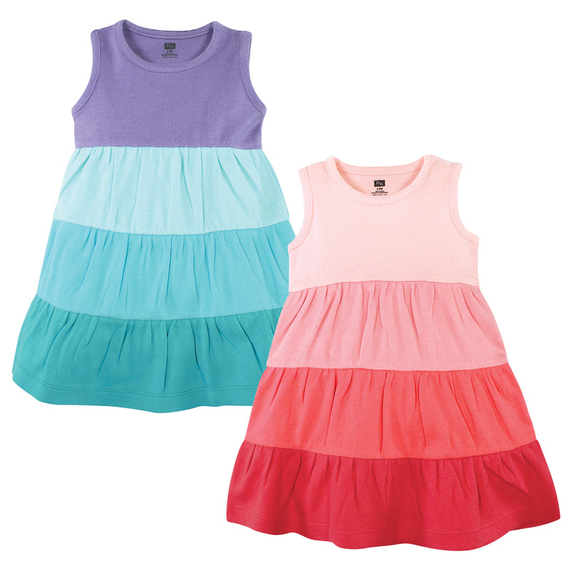 Hudson Baby Cotton Dresses, Ombre Coral Teal