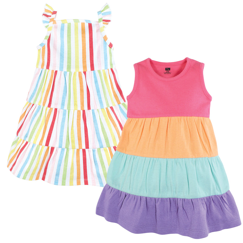 Hudson Baby Cotton Dresses, Rainbow Stripe