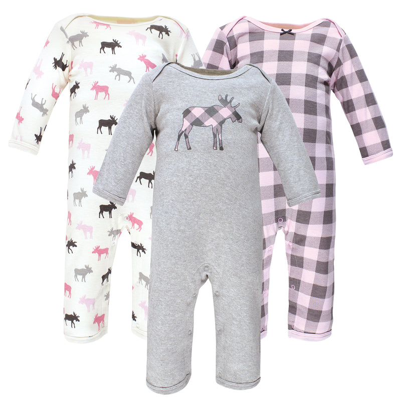 Hudson Baby Cotton Coveralls, Pink Moose