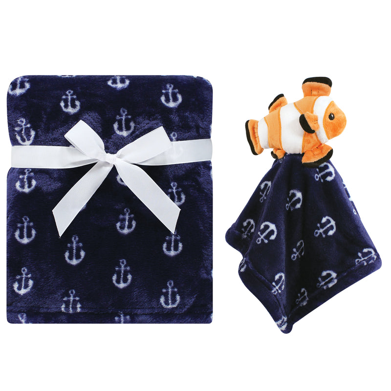 Hudson Baby Plush Blanket with Security Blanket, Clownfish