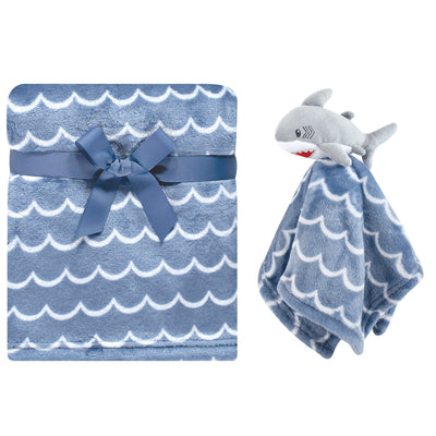 Hudson Baby Plush Blanket with Security Blanket, Shark