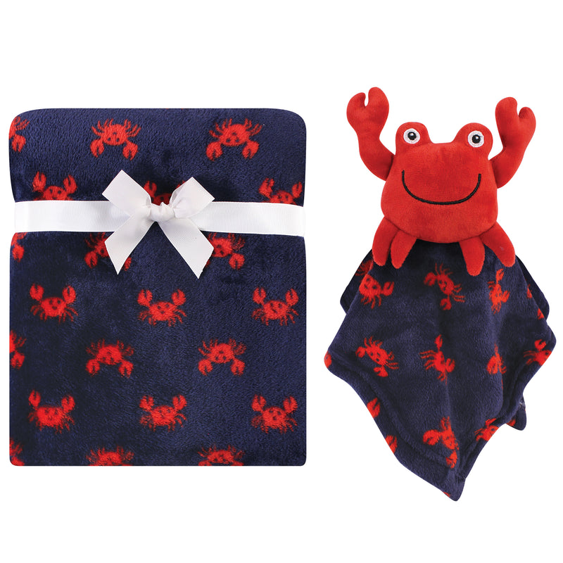 Hudson Baby Plush Blanket with Security Blanket, Crab