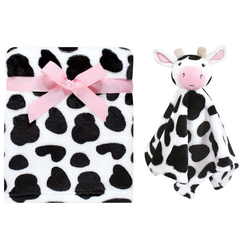 Hudson Baby Plush Blanket with Security Blanket, Cow