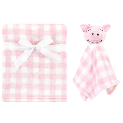 Hudson Baby Plush Blanket with Security Blanket, Pig