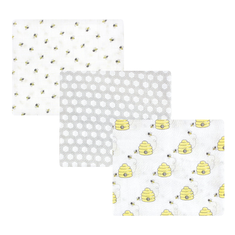 Hudson Baby Cotton Muslin Swaddle Blankets, Bees