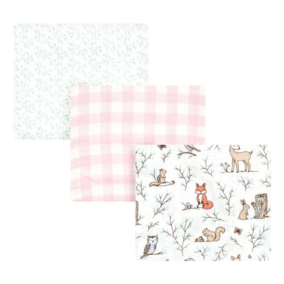 Hudson Baby Cotton Muslin Swaddle Blankets, Pink Enchanted Forest