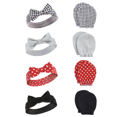 Hudson Baby Cotton Headband and Scratch Mitten Set, Houndstooth