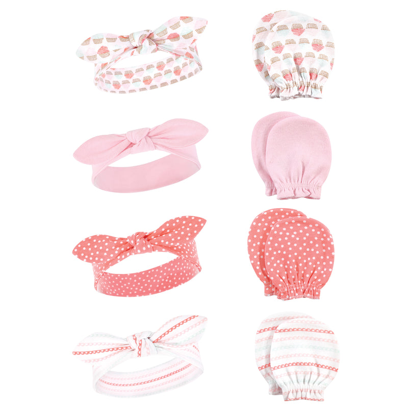 Hudson Baby Cotton Headband and Scratch Mitten Set, Cupcake