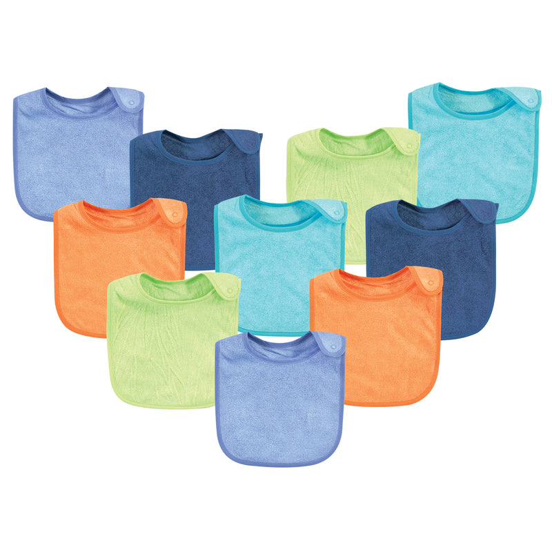 Hudson Baby Rayon from Bamboo Terry Bibs, Blue Orange Lime