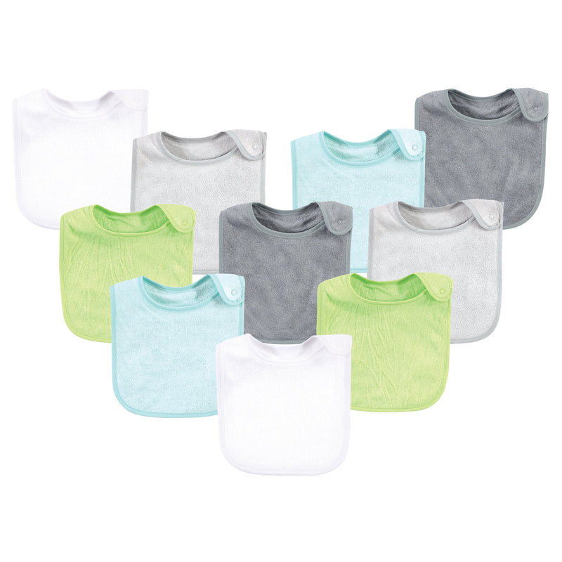Hudson Baby Rayon from Bamboo Terry Bibs, Gray Mint Lime