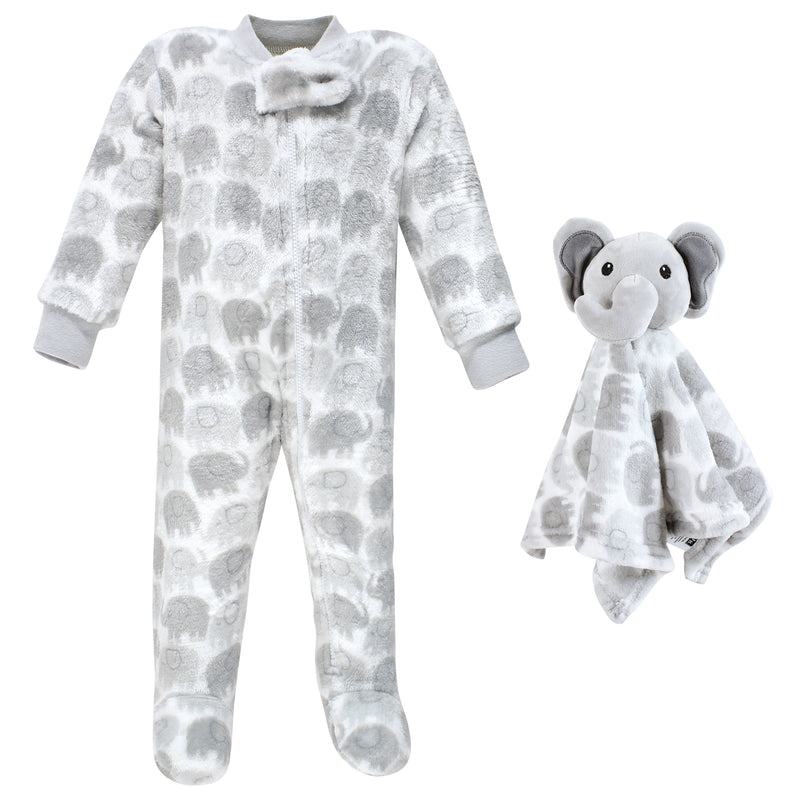 Hudson Baby Flannel Plush Sleep and Play and Security Toy, Unisex Elephant