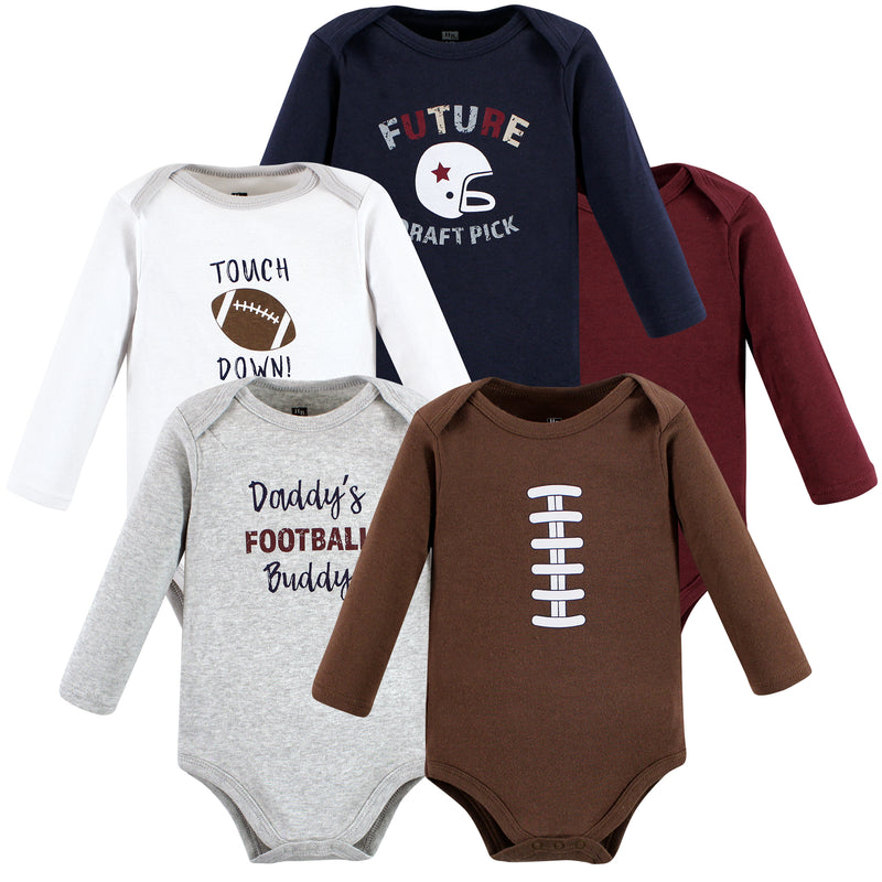 Hudson Baby Cotton Long-Sleeve Bodysuits, Football Buddy