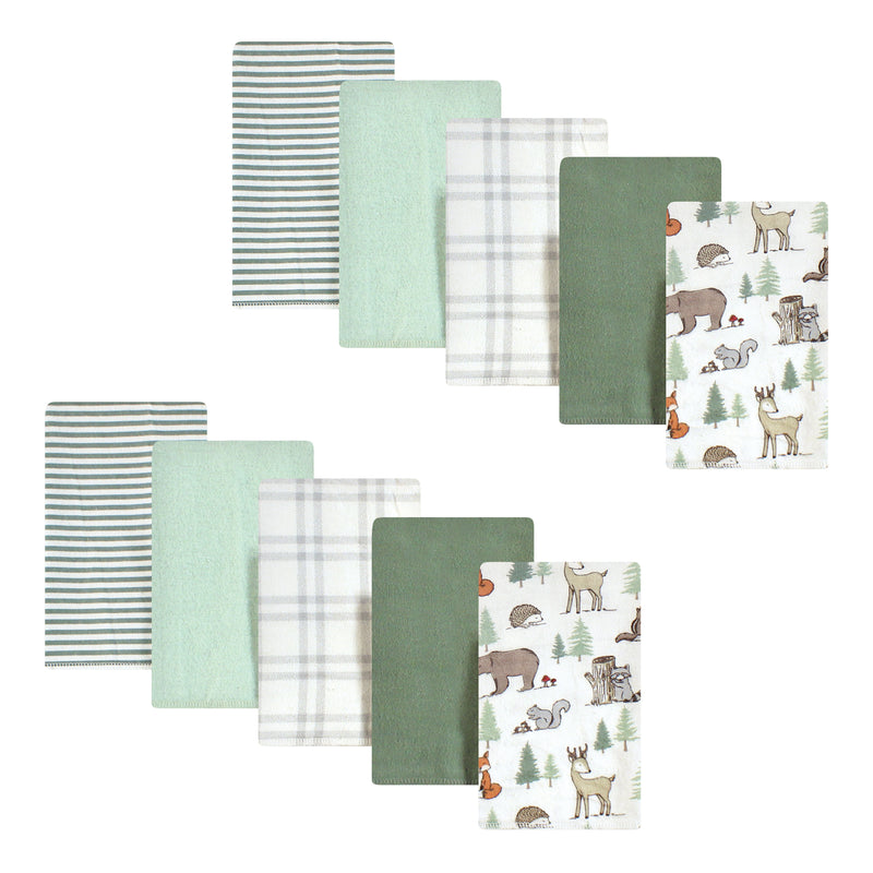 Hudson Baby Cotton Flannel Burp Cloths, Forest Animals