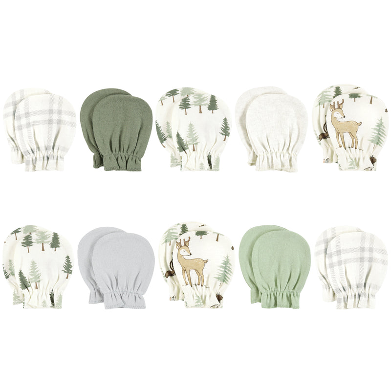 Hudson Baby Cotton Scratch Mittens, Forest Animals