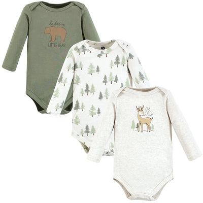 Hudson Baby Cotton Long-Sleeve Bodysuits, Forest Deer 3-Pack