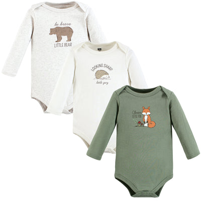 Hudson Baby Cotton Long-Sleeve Bodysuits, Forest Fox