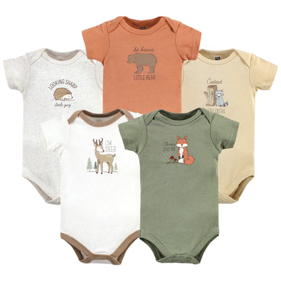 Hudson Baby Cotton Bodysuits, Forest Deer 5-Pack