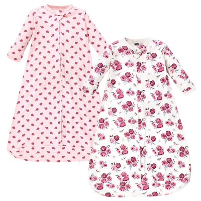 Hudson Baby Cotton Long-Sleeve Wearable Sleeping Bag, Sack, Blanket, Rose