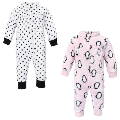 Hudson Baby Plush Jumpsuits, Pink Penguin
