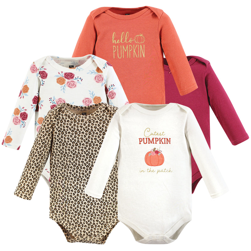 Hudson Baby Cotton Long-Sleeve Bodysuits, Cutest Pumpkin