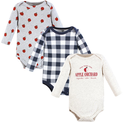 Hudson Baby Cotton Long-Sleeve Bodysuits, Apple Orchard 3-Pack