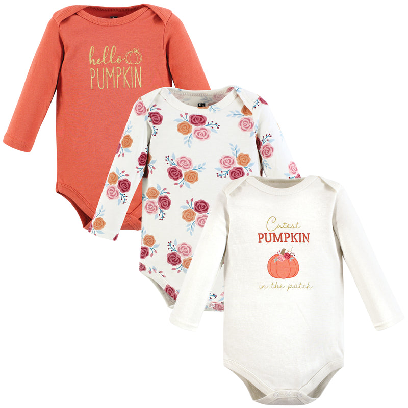 Hudson Baby Cotton Long-Sleeve Bodysuits, Cutest Pumpkin 3-Pack