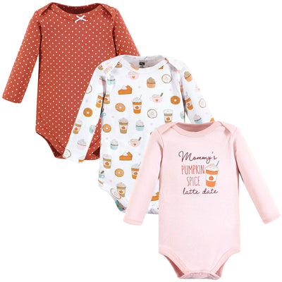 Hudson Baby Cotton Long-Sleeve Bodysuits, Pumpkin Spice Date 3-Pack