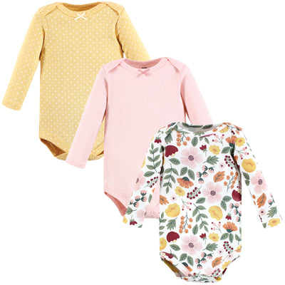 Hudson Baby Cotton Long-Sleeve Bodysuits, Fall Botanical 3-Pack