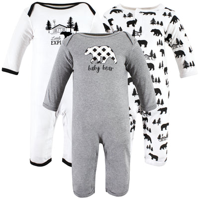 Hudson Baby Cotton Coveralls, Baby Bear Gray Black