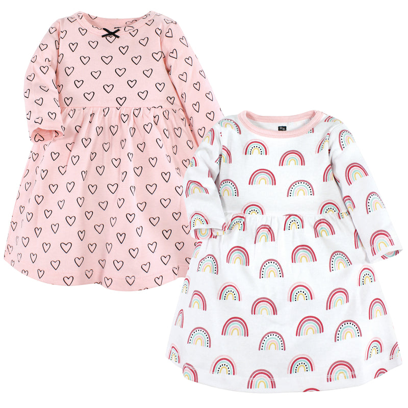 Hudson Baby Cotton Dresses, Pink Modern Rainbow