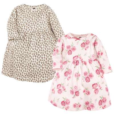 Hudson Baby Cotton Dresses, Pink Blush Rose Leopard