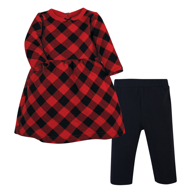 Hudson Baby Quilted Cotton Dress and Leggings, Buffalo Plaid