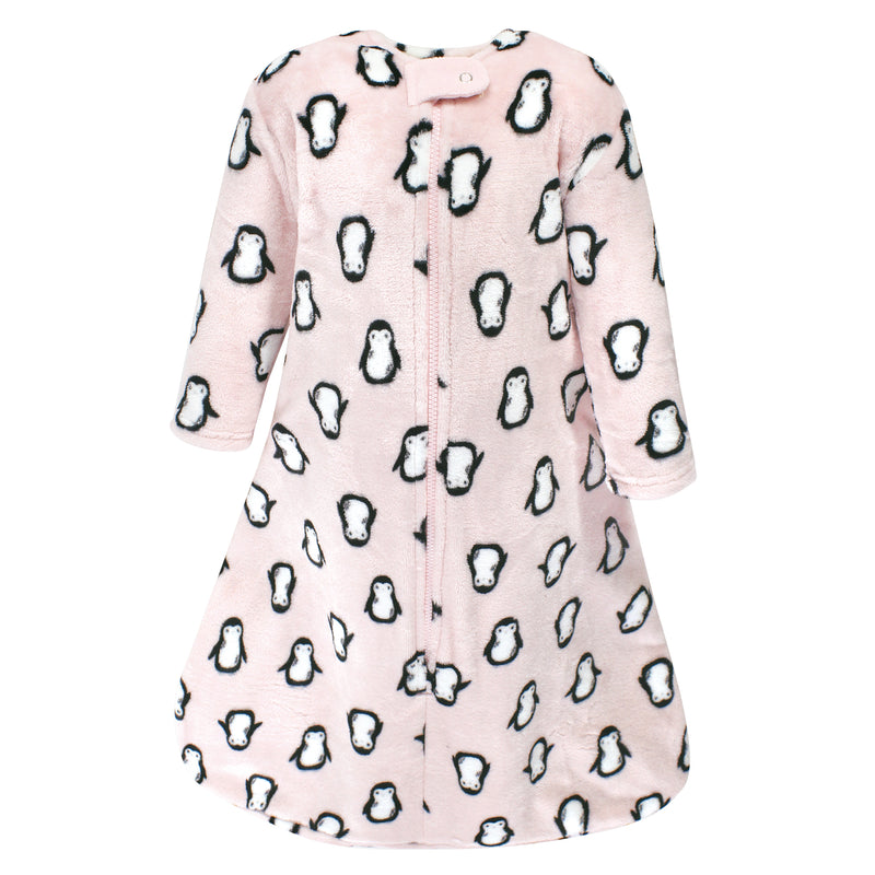 Hudson Baby Plush Sleeping Bag, Sack, Blanket, Long-Sleeve Pink Penguin