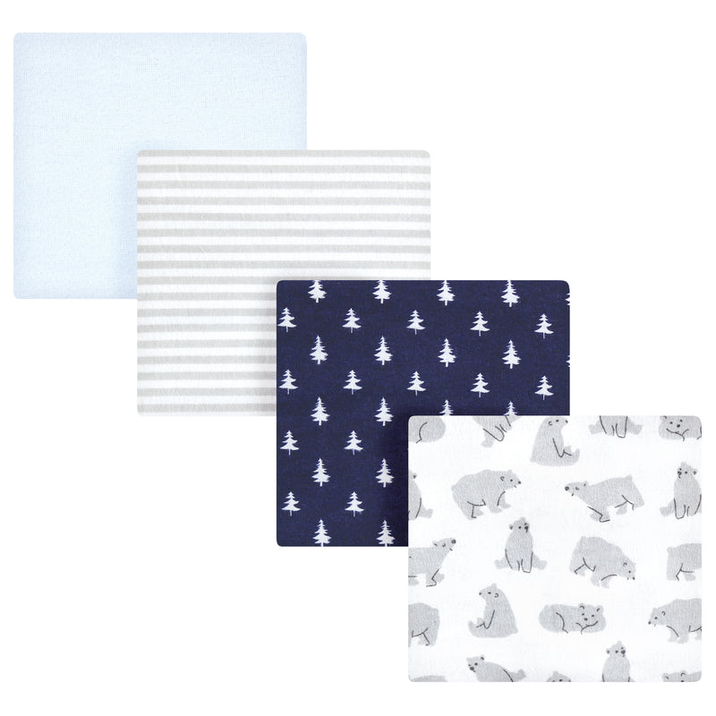 Hudson Baby Cotton Flannel Receiving Blankets, Bear Poses