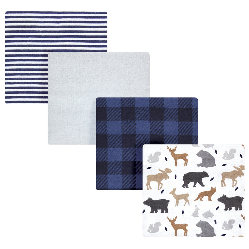 Hudson Baby Cotton Flannel Receiving Blankets, Woodland Silhouette